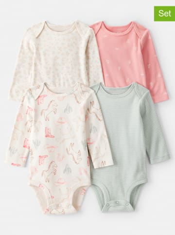 carter's Body (4 szt.) w kolorze jasnoróżowo-kremowo-zielonym