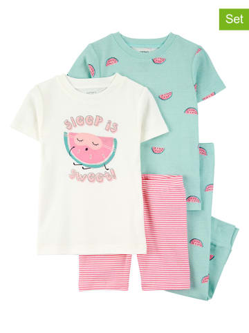 carter's 2-delige set: pyjama's lichtroze/wit/turquoise