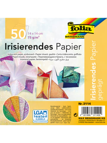 folia PAPER Irisierendes Papier in Bunt - 50 Blatt - (L)14 x (B)14 cm