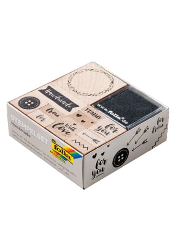 folia PAPER Holzstempel-Set "Handmade" in Natur