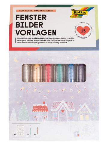 folia PAPER 15-delige creativiteitsset "Raamafbeeldingen Cosy Winter" wit/meerkleurig