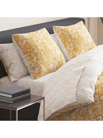 Cacharel Satynowe prześcieradło "Birds" w kolorze żółtym na gumce