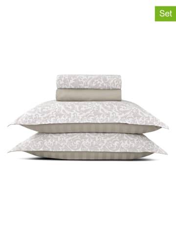 Cacharel 4tlg. Set: Satin-Bettlaken und Kissenbezüge in Beige