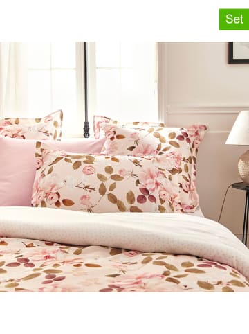 Cacharel textiles 2er-Set: Satin-Kissenbezüge "Cerisier des Collines" in Rosa