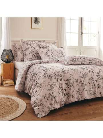 Cacharel textiles Satijnen beddengoedset "Jardin Secret" lichtroze