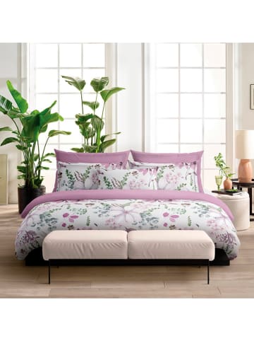 Cacharel textiles Satijnen beddengoedset "Dahlia" wit/paars