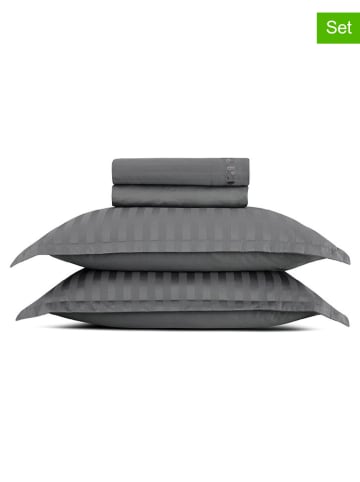 Cacharel textiles 4tlg. Set: Satin-Bettlaken und Kissenbezüge in Grau
