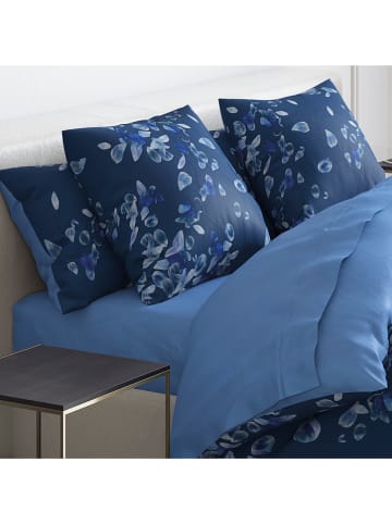 Cacharel textiles Satynowe prześcieradło "Uni" w kolorze niebieskim na gumce