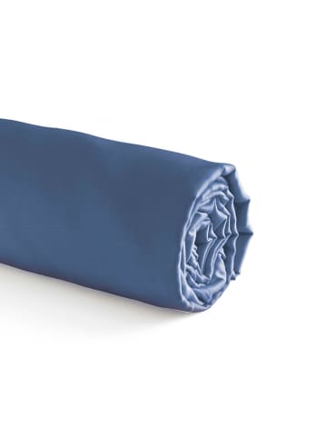 Cacharel Satin-Spannbettlaken "Uni" in Blau