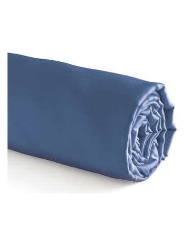 Cacharel textiles Satynowe prześcieradło "Uni" w kolorze granatowym na gumce