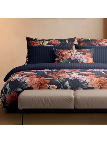 Cacharel Satin-Bettwäsche-Set "Douceur caramel" in Dunkelblau/ Rosa