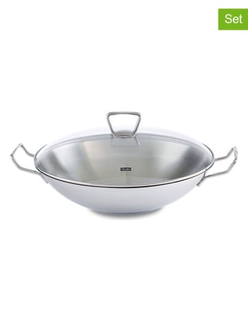 Fissler 2tlg. Set: Edelstahl-Wok "Kumming" - Ø 36 cm