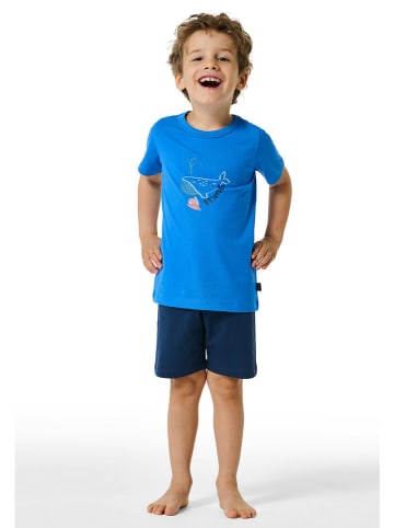 Schiesser Pyjama in Dunkelblau/ Blau