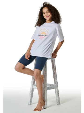 Schiesser Pyjama in Weiß/ Dunkelblau