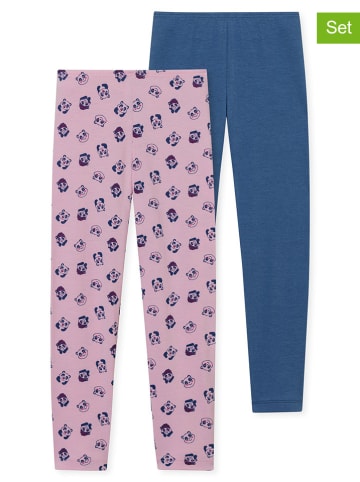 Schiesser Legginsy (2 pary) w kolorze jasnoróżowo-niebieskim