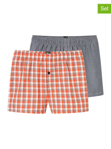 Schiesser Bokserki (2 pary) w kolorze szarym i pomarańczowym
