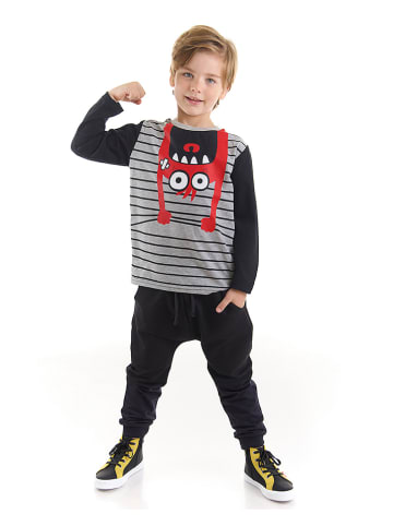 Denokids 2-delige outfit "Naughty Monster" grijs/zwart