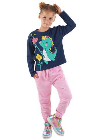Denokids 2-delige outfit "Sweet Dino" lichtroze/donkerblauw