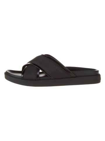 Calvin Klein Leren slippers zwart