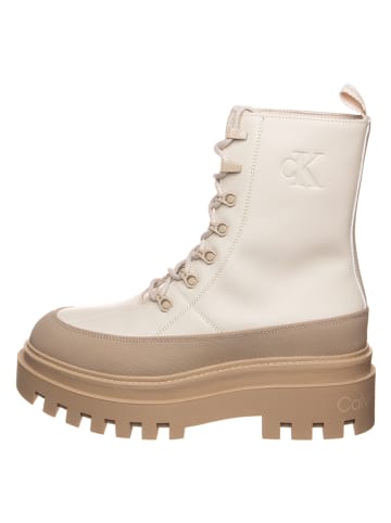 Calvin Klein Leder-Boots in Beige/ Creme