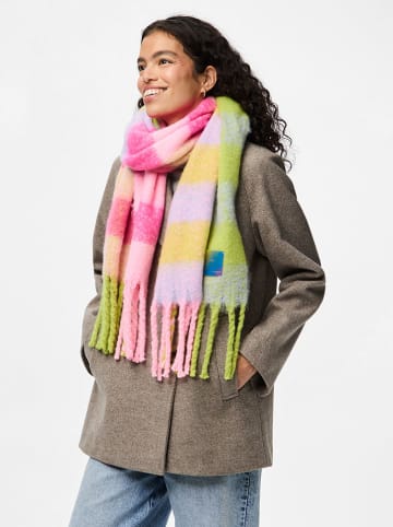 Pieces Szal "Jina" w kolorze jasnoróżowo-zielonym