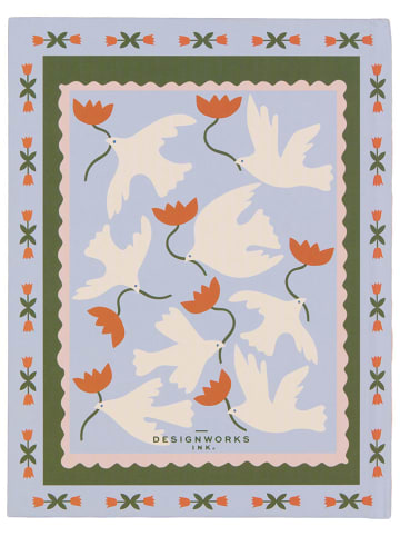 DESIGNWORKS INK ® Notizbuch "Flower" in Hellblau/ Khaki - (L)19 x (B)15 cm