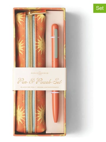 DESIGNWORKS INK ® 2tlg. Set: Kugelschreiber mit Mäppchen in Orange/ Gelb