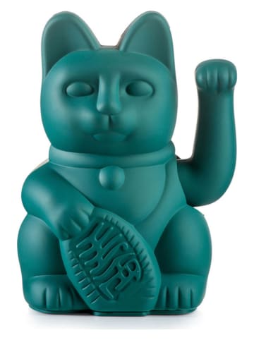 Donkey Figurka dekoracyjna "Lucky Cat" w kolorze morskim - 10,5 x 15 x 8,5 cm