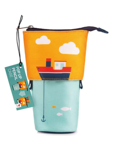 Donkey Etui "Boat" oranje/lichtblauw - (B)12 x (H)18 x (D)7 cm