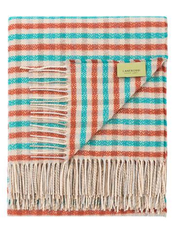 Lanerossi Plaid "Ibiza" in Hellblau/ Orange - (L)170 x (B)130 cm