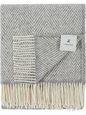 Lanerossi Wollen deken "Iseo Spina'' grijs/crème - (L)170 x (B)130 cm