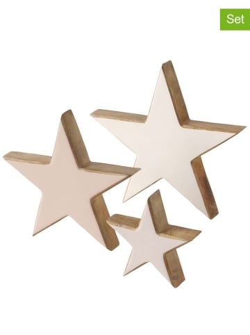 Boltze 3-delige set: decoratieve objecten "Stardust" crème