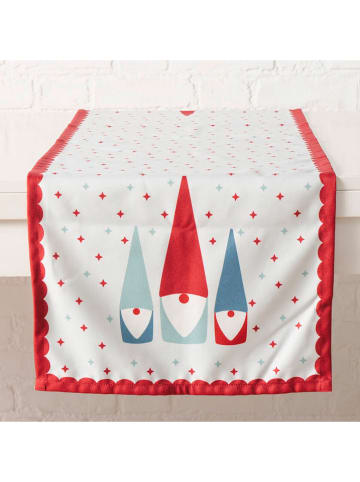 Boltze Tafelloper "Remsy" wit/rood/mintgroen - (L)140 x (B)40 cm