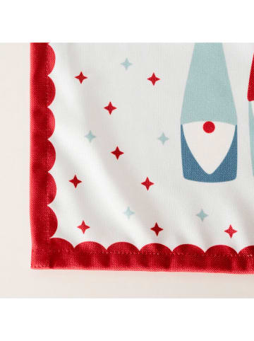 Boltze Tischläufer "Remsy" in Weiß/ Rot/ Mint - (L)140 x (B)40 cm
