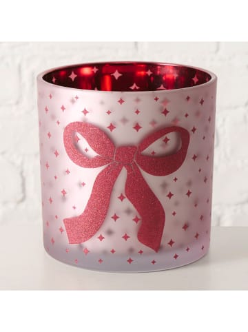 Boltze Windlicht "Boucle" lichtroze/rood - (H)15 cm