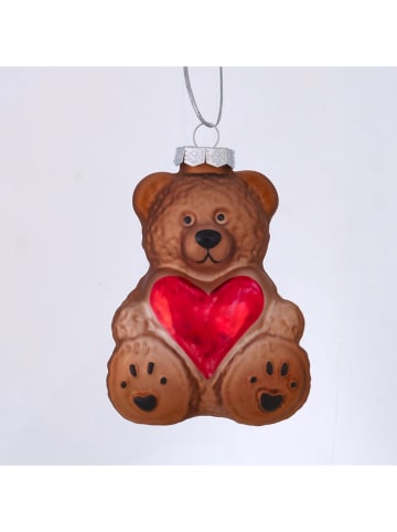 Boltze Weihnachtsanhänger "Bärti" in Hellbraun/ Rot - (H)11 cm