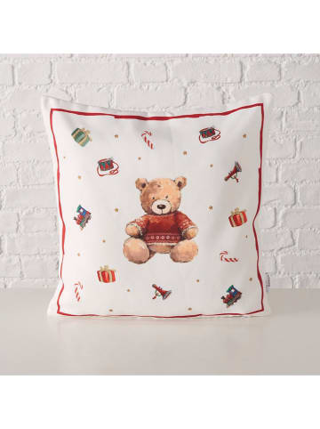 Boltze Kussen "Bailey" wit/rood - (L)45 x (B)45 cm