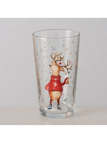 Boltze Trinkglas "Lonelo" in Transparent/ Rot - (H)15,5 cm