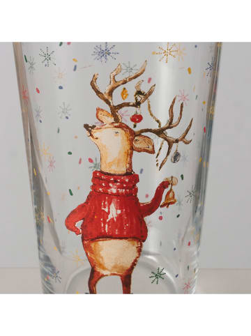 Boltze Trinkglas "Lonelo" in Transparent/ Rot - (H)15,5 cm