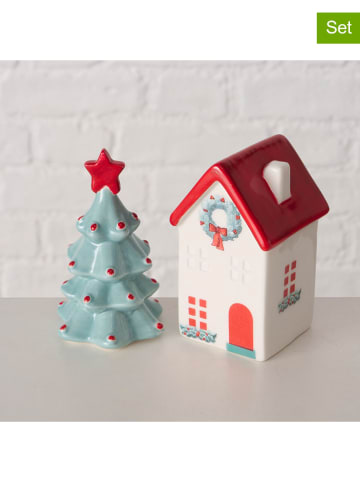Boltze 2-delige set: deco-objecten "Nilla" rood/mintgroen