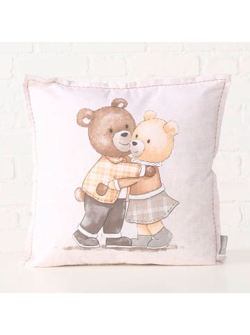 Boltze Kussen "Henry" wit/lichtbruin - (L)45 x (B)45 cm