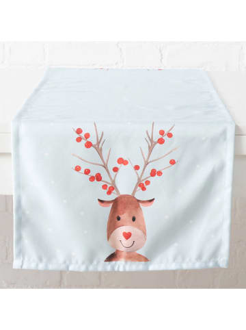 Boltze Tischläufer "Fynn" in Hellblau/ Hellbaun - (L)140 x (B)40 cm