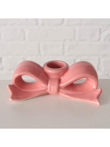 Boltze Świecznik "Bow" w kolorze jasnoróżowym - wys. 4 cm