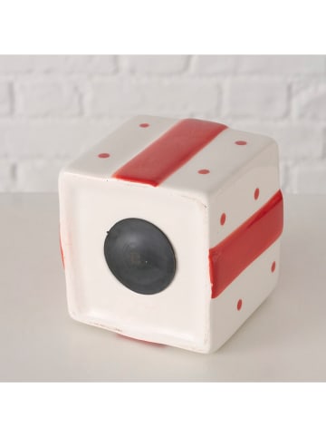 Boltze Spardose "Gift" in Weiß/ Rot - (H)10,5 cm