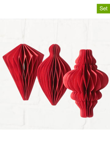 Boltze 3-delige set: kersthangers "Lumio" rood - (H)10 cm