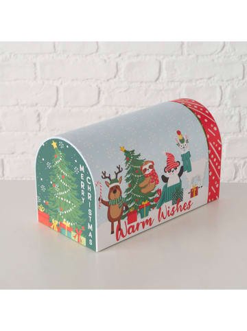 Boltze Pudełka prezentowe (4 szt.) "Hollyjolly" w kolorze błękitno-czerwonym