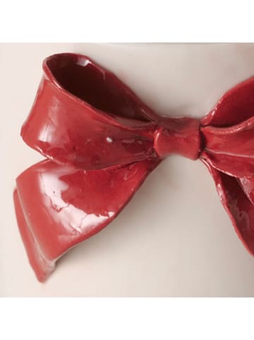 Boltze Osłonka "Bow" w kolorze biało-czerwonym na doniczkę - wys. 12,4  cm