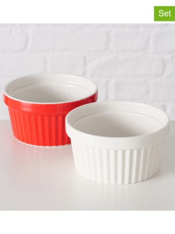 Boltze 2-delige set: muffinvormen "Backy" wit/rood - (H)5 x  Ø 9 cm