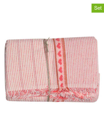 David Fussenegger 2er-Set: Strandtücher ''Nizza - Herzen'' in Rosa - (L)150 x (B)80 cm
