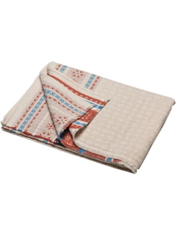 David Fussenegger Plaid "Lino - Nordische Bordüre" in Beige/ Rot/ Hellblau